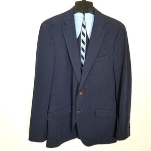 El Ganso Men Unstructured Blazer Jacket  US 42 Blue Printed Cotton Blend Preppy